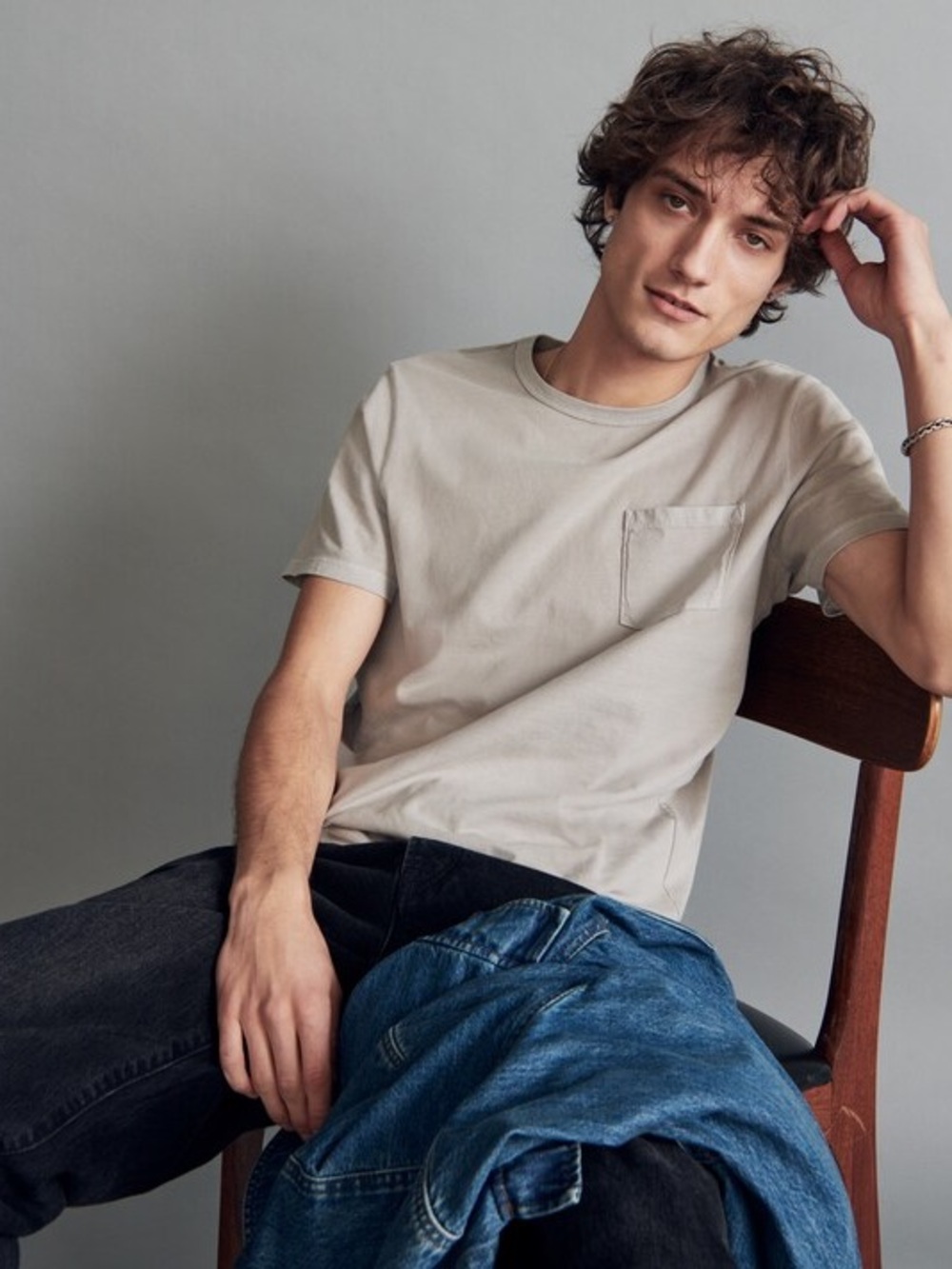 Madewell Men's All Day Tee Crew Neck Pocket T-Shirt -Steel Dawn